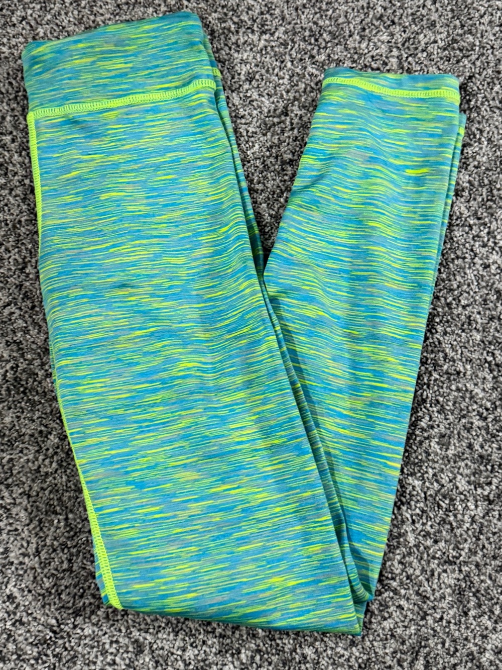 90 Degree By Reflex Kids Space-Dye Leggings in Blue & Green - size L/12